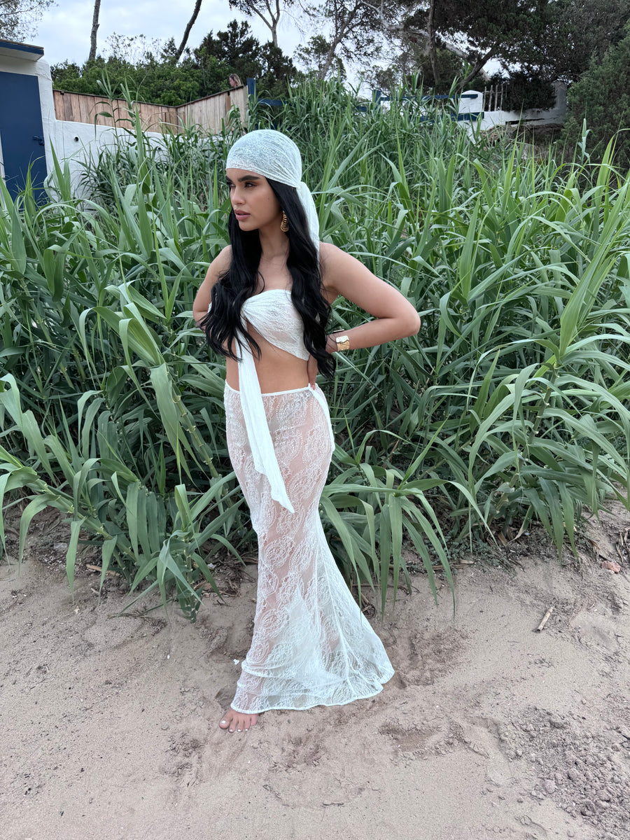 Paloma Lace Skirt White