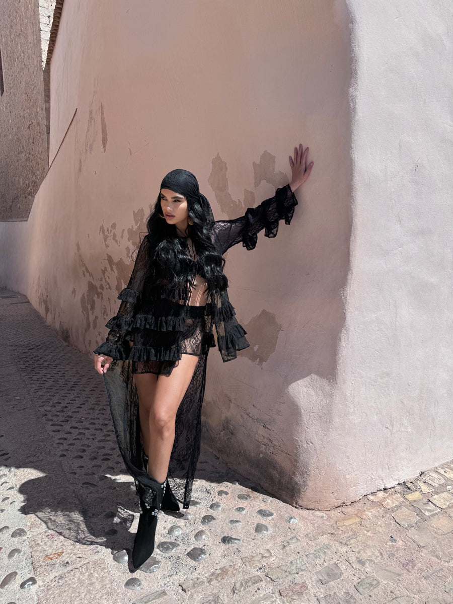 Dolce (Headscarf / Wrap) - Noir Lace