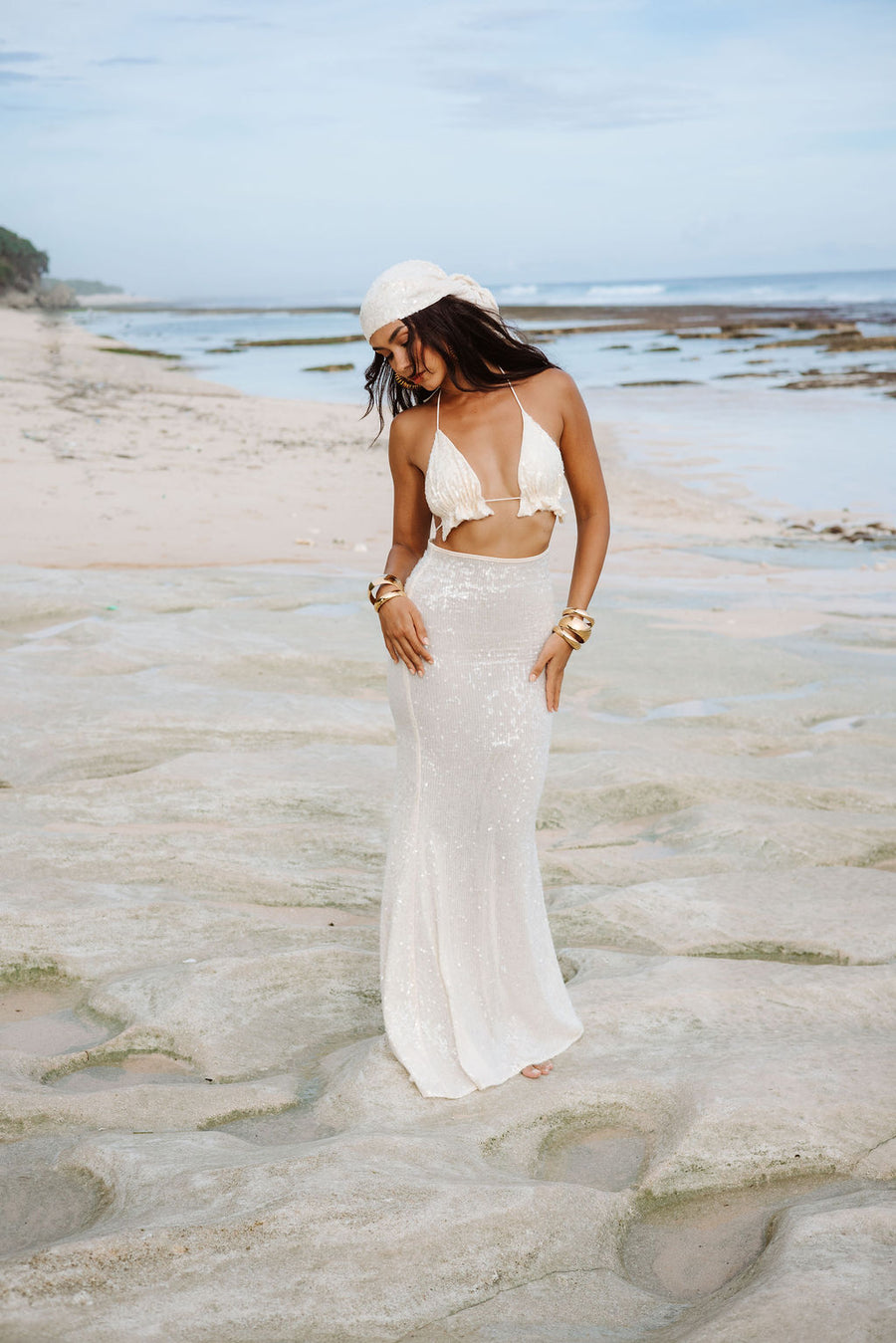 Paloma Skirt - Oyster Sequin