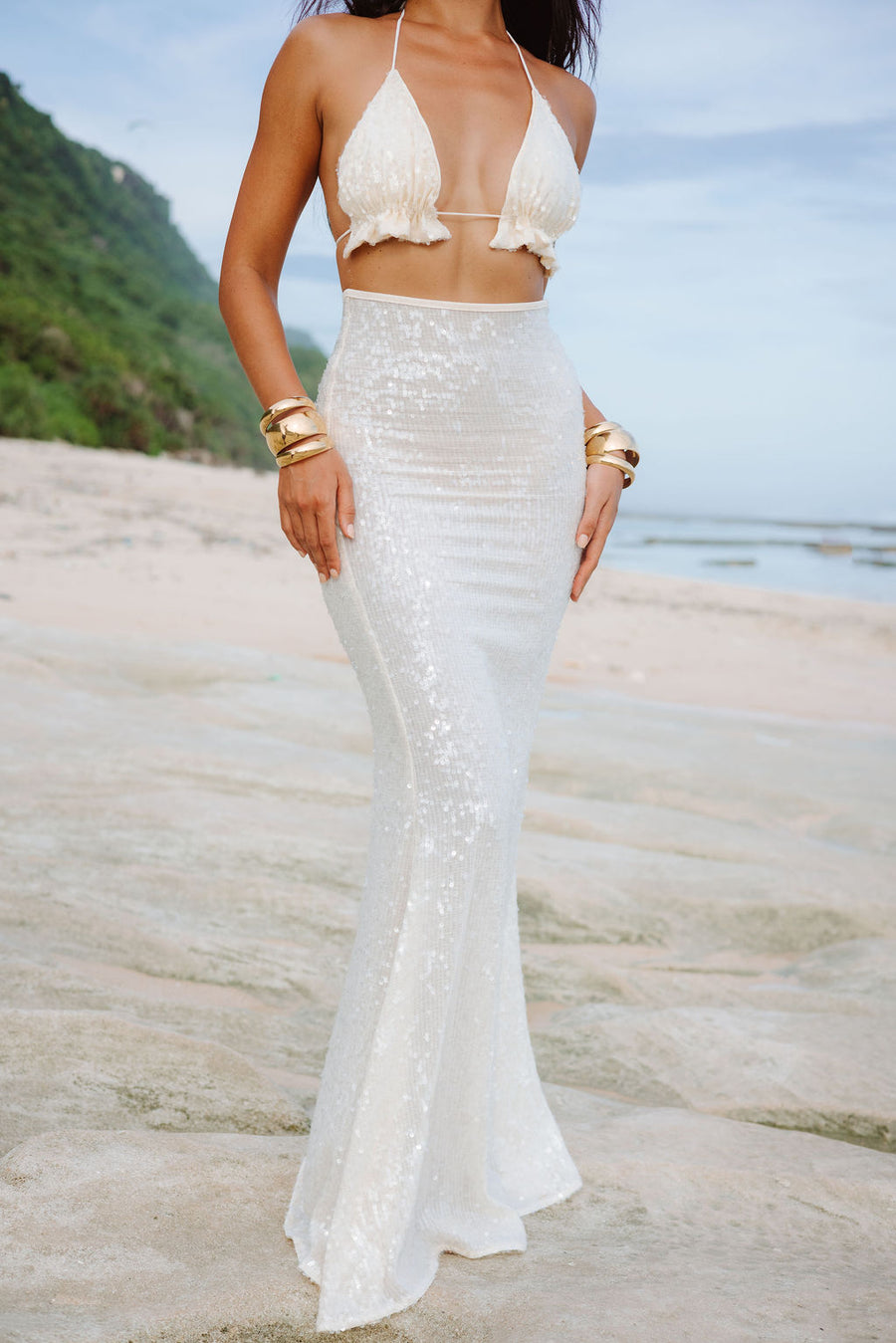Paloma Skirt - Oyster Sequin
